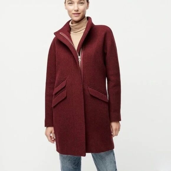 J. Crew Jackets & Blazers - J. Crew Burgundy Wool Blend Zip-Front Coat